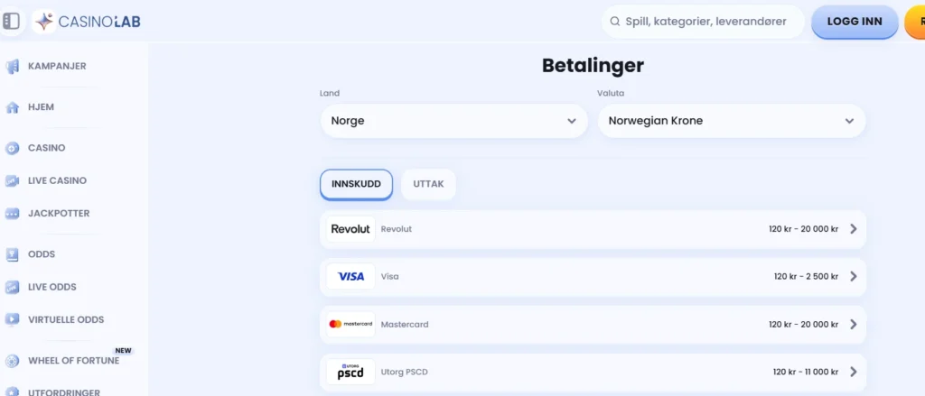 casinolab betaling