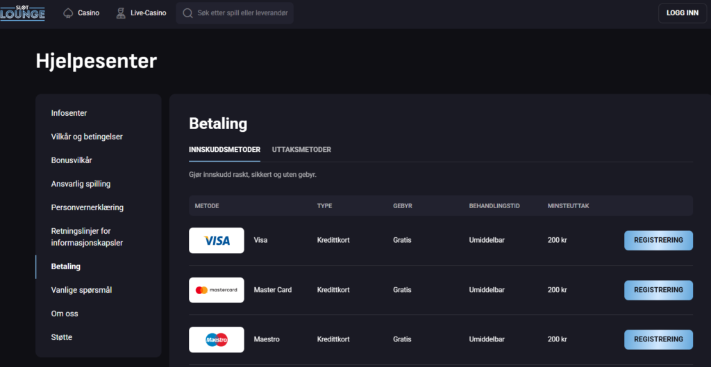 betaling casino
